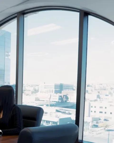 Boardroom arch window over downtown El Paso