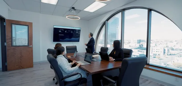 Emanuel Ceniceros and the Bedrock Digital team in the El Paso boardroom