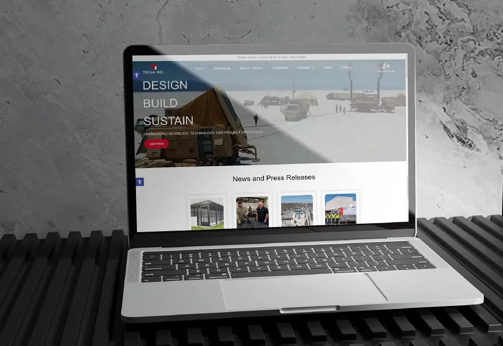 El Paso web design company Bedrock Digital built the Tigua Inc. website, shown on a laptop
