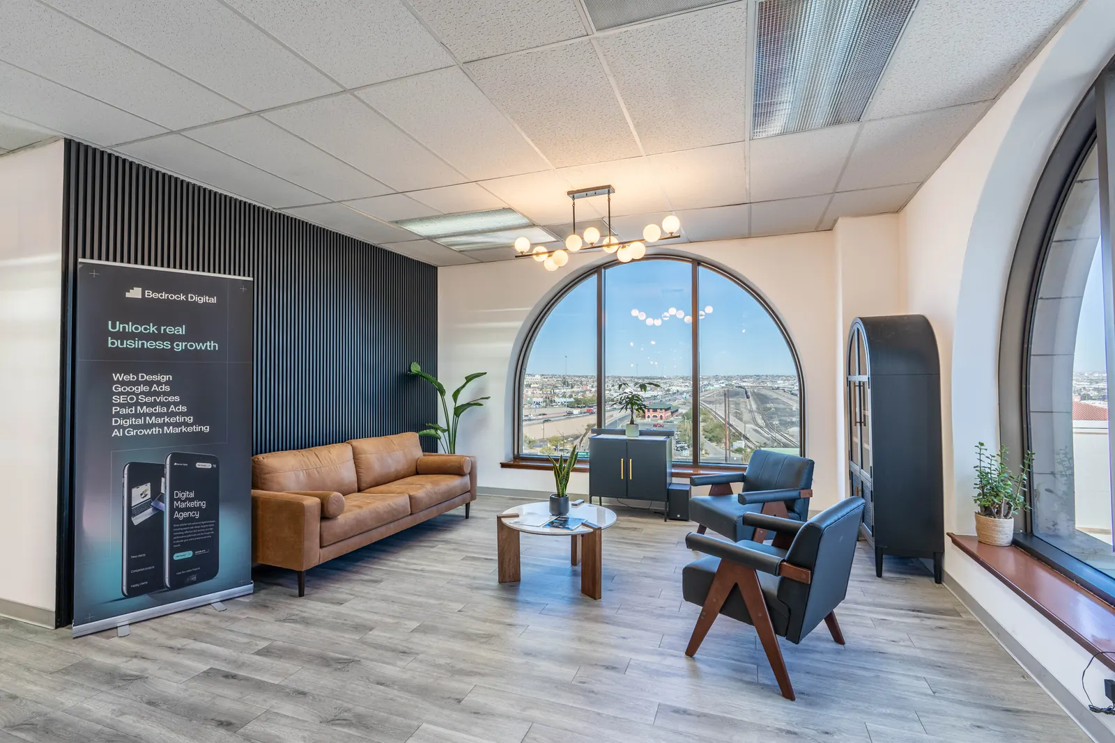 Advertising agency El Paso office: the Bedrock Digital client lounge at 416 N Stanton Street